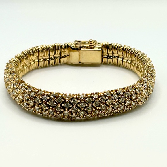 Vintage CINER Gold Tone Rhinestone Necklace Bracelet Earrings Set - Picture 4 of 14